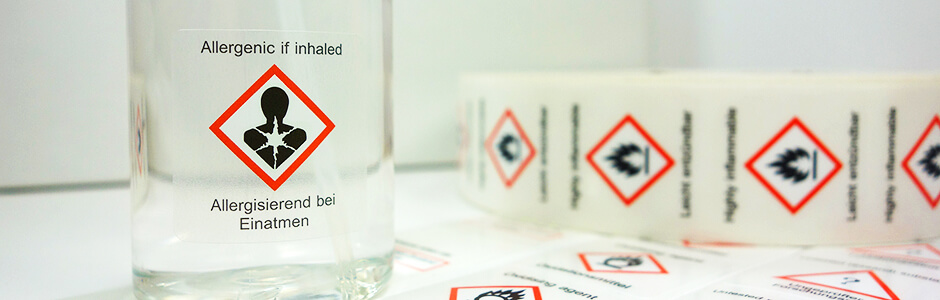 Bedruckte Etiketten Chemie Industrie